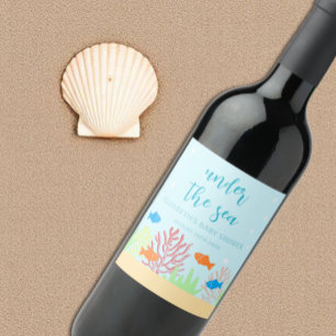 Étiquette Pour Bouteilles De Vin Baby shower Sea Life