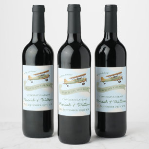 Étiquette Pour Bouteilles De Vin Baby shower Vintage de l'avion