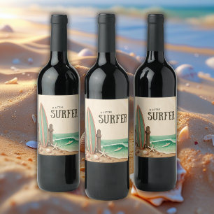 Étiquette Pour Bouteilles De Vin Baby shower Vintage Un Peu Surfer