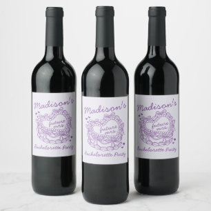 Étiquette Pour Bouteilles De Vin Bachelorette au gâteau Coquette Coeur Rétro Bow