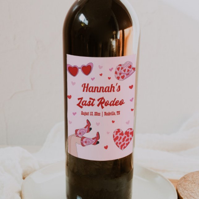 Étiquette Pour Bouteilles De Vin Bachelorette dernier Rodeo Cowgirl (Créateur téléchargé)
