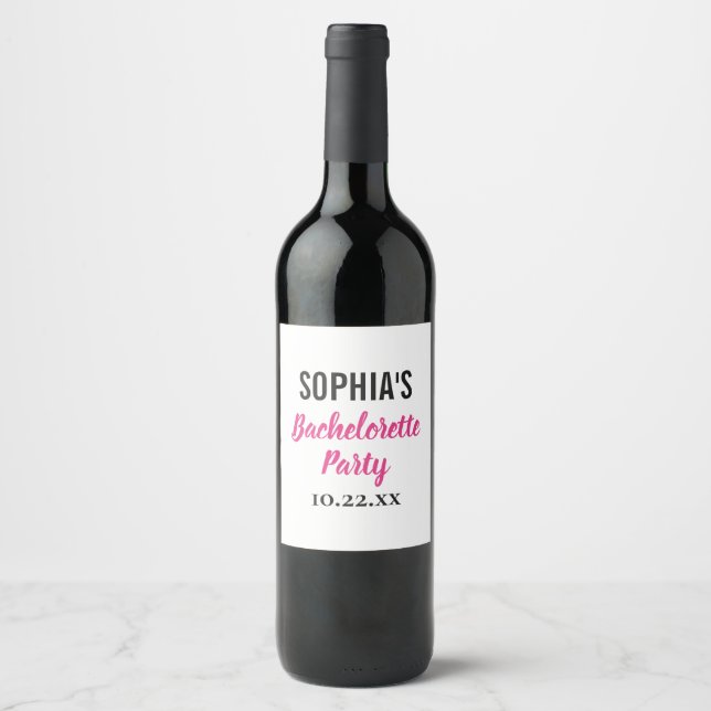 Étiquette Pour Bouteilles De Vin Bachelorette Party Typographie moderne (Devant)