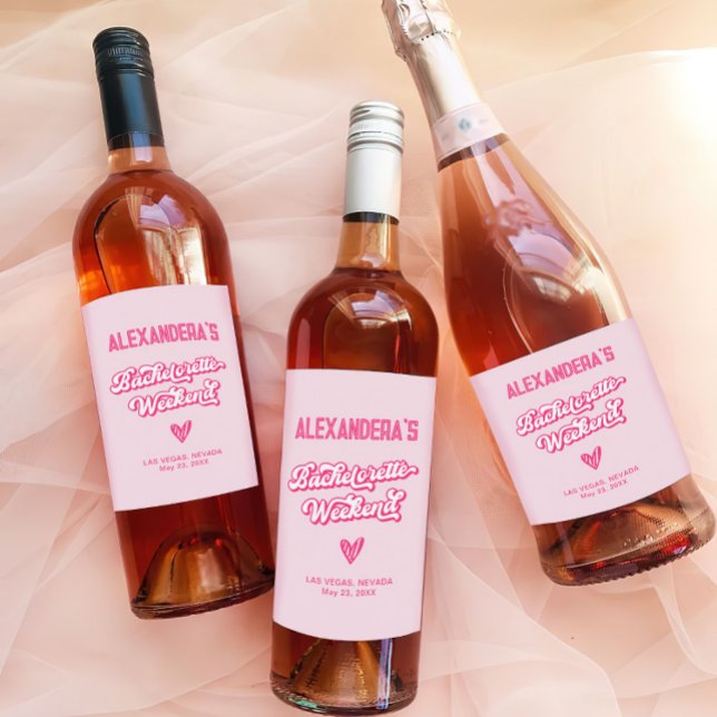 Étiquette Pour Bouteilles De Vin Bachelorette rose (Créateur téléchargé)