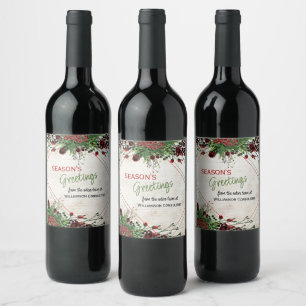 Étiquette Pour Bouteilles De Vin Baies rouges personnalisées feuillage botanique ve