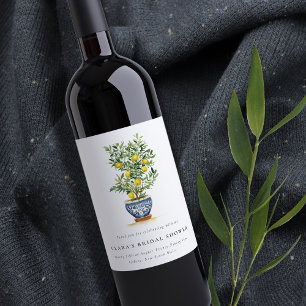 Étiquette Pour Bouteilles De Vin Baigne dans l'eau Bohème Arbre à Citron Jaune pour