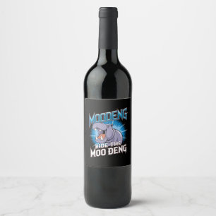 Étiquette Pour Bouteilles De Vin Balade à dos d'hippopotame de MOO DENG The MOO DEN