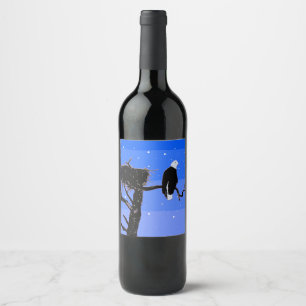 Étiquette Pour Bouteilles De Vin Bald Eagle en hiver - Art original de la faune