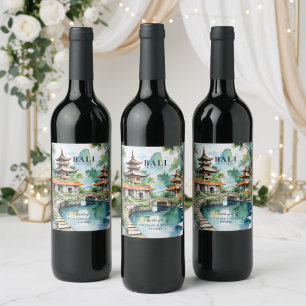 Étiquette Pour Bouteilles De Vin Bali Indonésie Mariage Tropical Asiatique de Desti