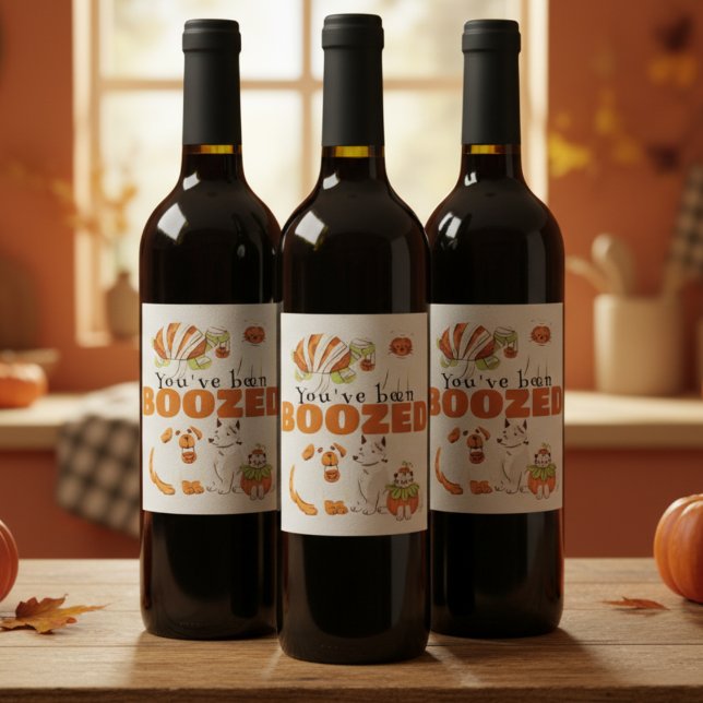 Étiquette Pour Bouteilles De Vin Balise cadeau Halloween Boo (Bring the Halloween spirit with this "We've been Boozed" gift label!)