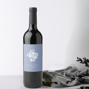 Étiquette Pour Bouteilles De Vin Balise cadeau Mariage de monogramme bleu et blanc