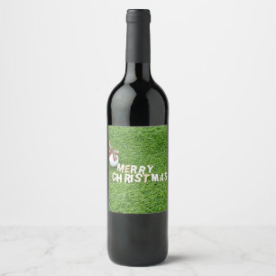 Étiquette Pour Bouteilles De Vin Ball de golf avec Joyeux Noël au golf en vert