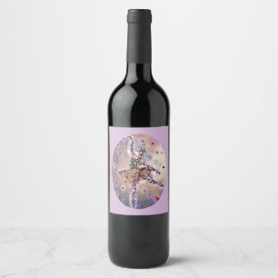 Étiquette Pour Bouteilles De Vin Ballerina Art Purple Textile Original