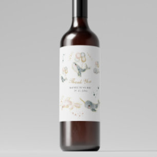 Étiquette Pour Bouteilles De Vin Balloons de baleines magiques Étoiles Baby shower