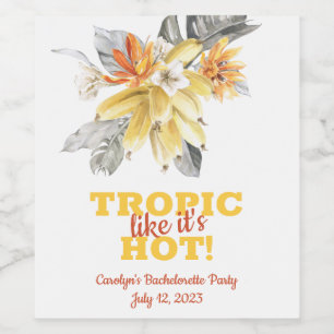 Étiquette Pour Bouteilles De Vin Banana Feuilles Tropic comme il est chaud! Bachelo