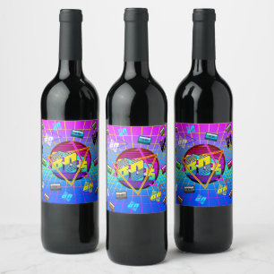 ÉTIQUETTE POUR BOUTEILLES DE VIN BANDE CASSETTE RÉTRO OLD SCHOOL DES ANNÉES 80