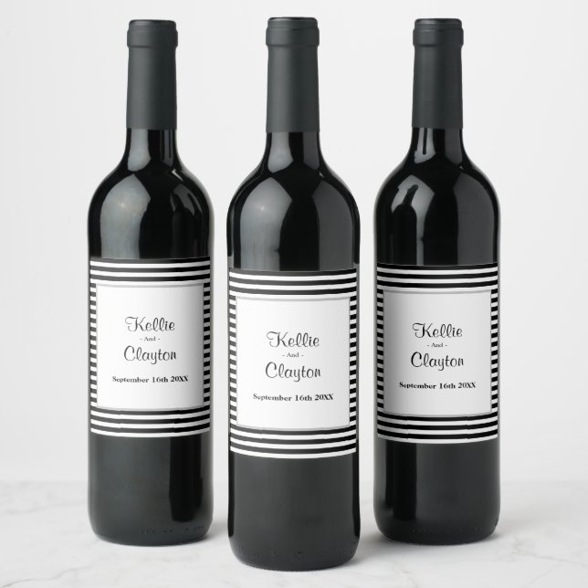 Étiquette Pour Bouteilles De Vin Bandes noires/blanches (Bouteilles)