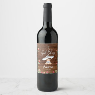 Étiquette Pour Bouteilles De Vin Baptême argenté mexicain rustique de Charro