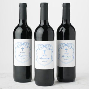 Étiquette Pour Bouteilles De Vin Baptême de crête de mât bleu clair
