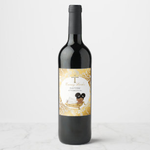 Étiquette Pour Bouteilles De Vin Baptême Ethnique Fille Gold Silver