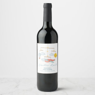Étiquette Pour Bouteilles De Vin Baptême Montgolfière Avion Aventure