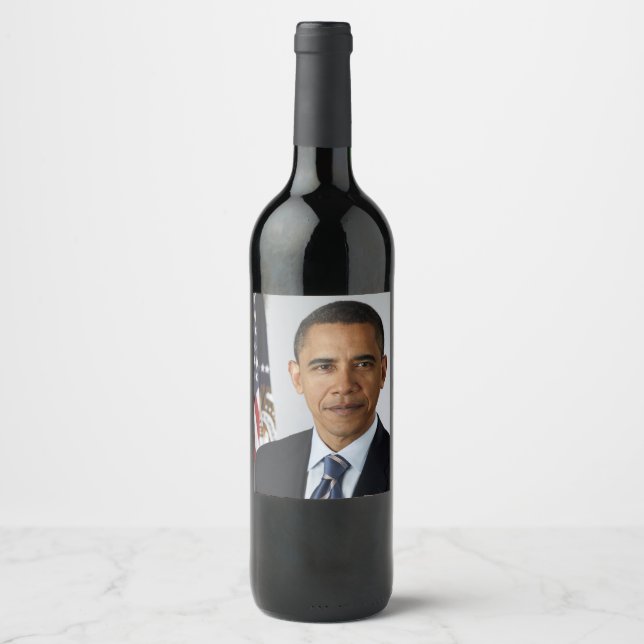 Étiquette Pour Bouteilles De Vin Barack Obama Président américain Portrait de la Ma (Devant)