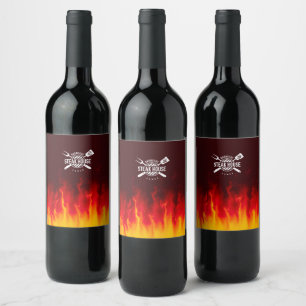 Étiquette Pour Bouteilles De Vin Barbecue flamboyant — Maison à vapeur personnalisé