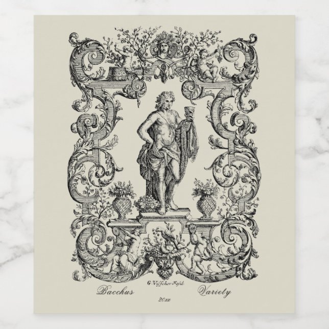 Étiquette Pour Bouteilles De Vin Baroque Rococo Bacchus Étiquette de vin Modèle (Étiquettes simples)