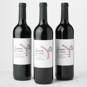Étiquette Pour Bouteilles De Vin Baseball Homerun Diamant Gem  Sauvegarder La Date 