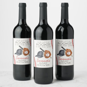 Étiquette Pour Bouteilles De Vin Baseball Little Rookie Home Run Baby shower