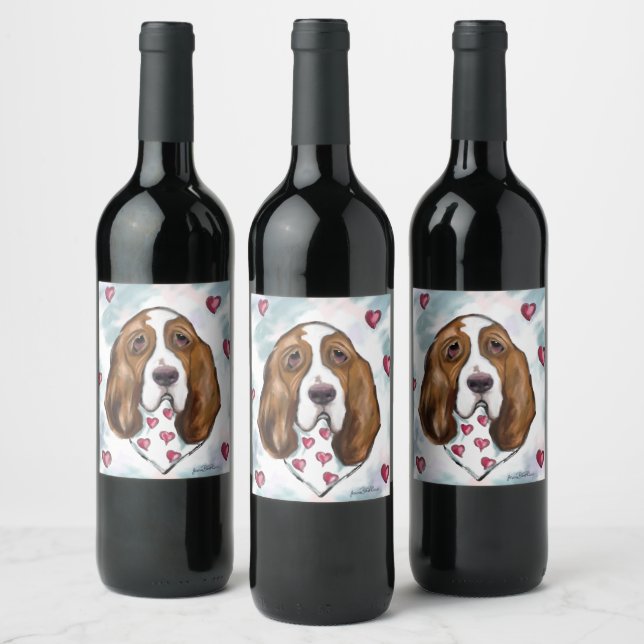 ÉTIQUETTE POUR BOUTEILLES DE VIN BASSET HOUND (Bouteilles)