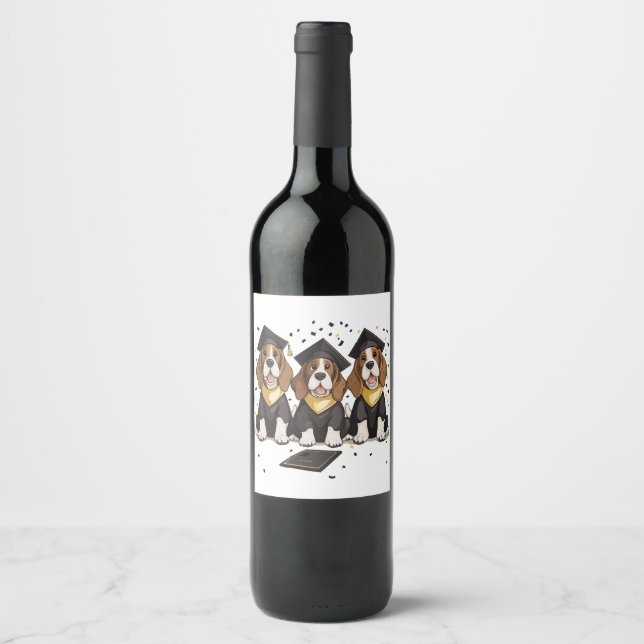 Étiquette Pour Bouteilles De Vin Basset Hound Dogs (Devant)
