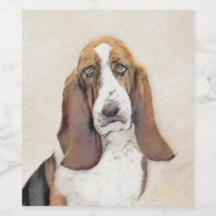 Étiquette Pour Bouteilles De Vin Basset Hound Painting - Cute Original Dog Art