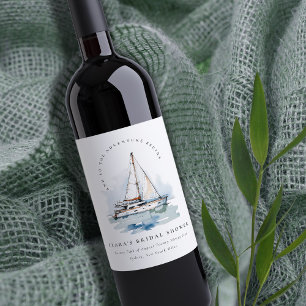 Étiquette Pour Bouteilles De Vin Bateau à voile crépusculaire paysage marin enterre