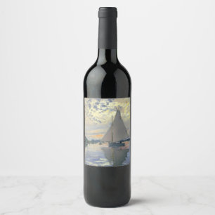 Étiquette Pour Bouteilles De Vin Bateau à voile de Monet Impressionnisme français A