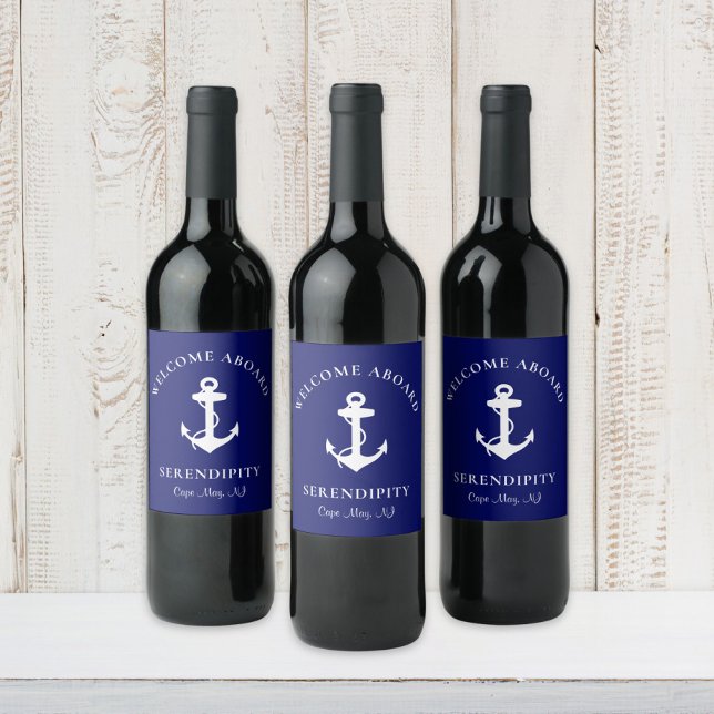 Étiquette Pour Bouteilles De Vin Bateau Ancre Marine Personnalisé (Créateur téléchargé)
