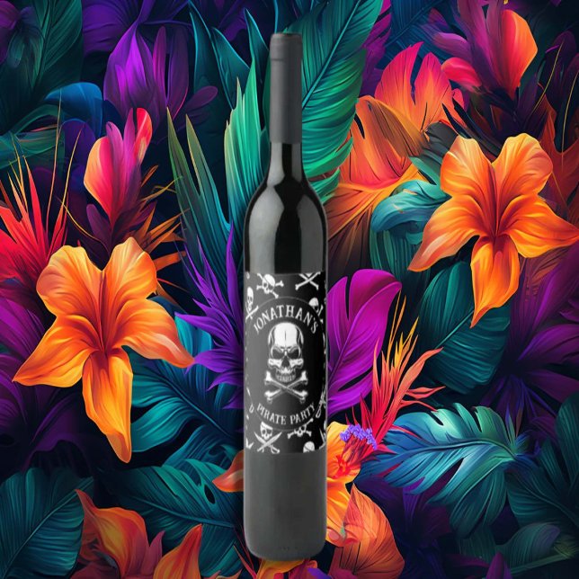 Étiquette Pour Bouteilles De Vin Bateau de partie pirate (Créateur téléchargé)