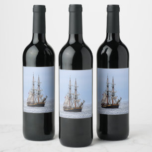 Étiquette Pour Bouteilles De Vin Bateau de pêche nautique Ciel bleu