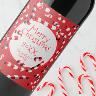 Étiquette Pour Bouteilles De Vin Bâton de bonbon rouge rétro Faveur de fête de fami