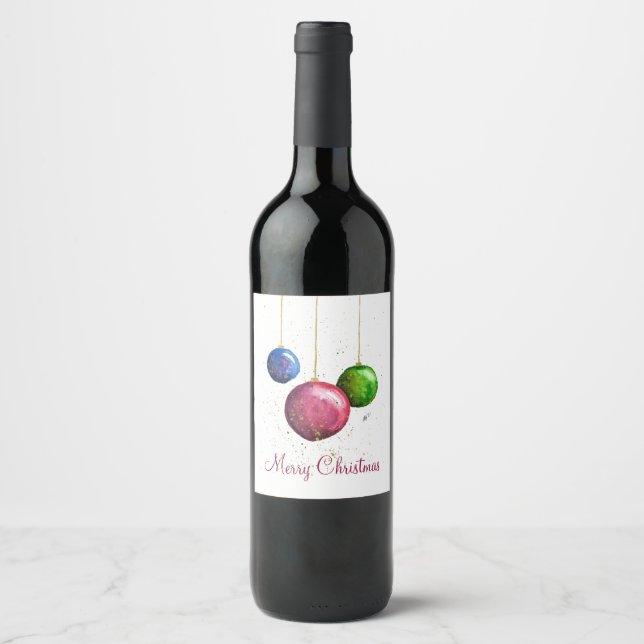 Étiquette Pour Bouteilles De Vin Baubles de Noël fantastiques (Devant)