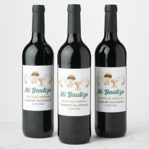 Étiquette Pour Bouteilles De Vin Bautizo en espagnol Personnalisable Garçon Angel B