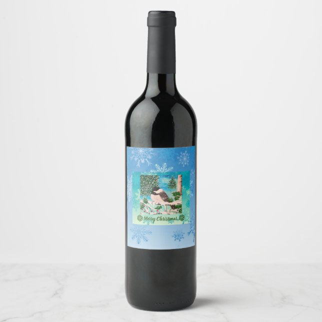 Étiquette Pour Bouteilles De Vin Bavardage de Noël (Devant)