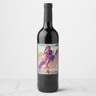 Étiquette Pour Bouteilles De Vin Beach Girl Thunder_Cove