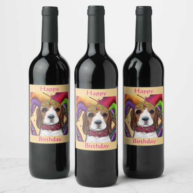 ÉTIQUETTE POUR BOUTEILLES DE VIN BEAGLE (Bouteilles)