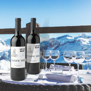 Étiquette Pour Bouteilles De Vin Bearly Wait Polar Ours Bleu Garçon Baby shower d'h