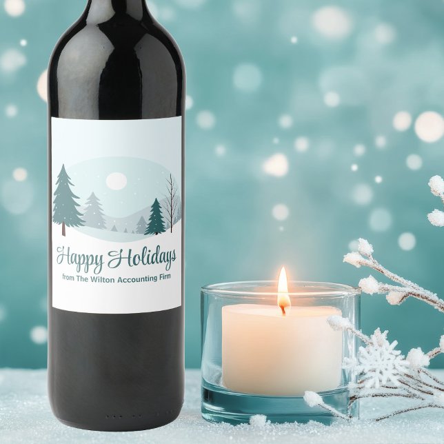 Étiquette Pour Bouteilles De Vin Beau Noël Arbres Fêtes d'hiver Fête (Créateur téléchargé)