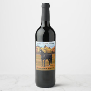 Étiquette Pour Bouteilles De Vin Beau Stallion Cheval du Quartier Noir