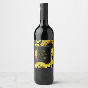 Étiquette Pour Bouteilles De Vin Beau tournesol jaune lumineux - toute occasion