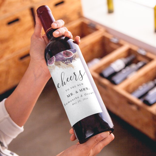 Étiquette Pour Bouteilles De Vin Beauté Branchée Figs Violets & Pampas (Créateur téléchargé)