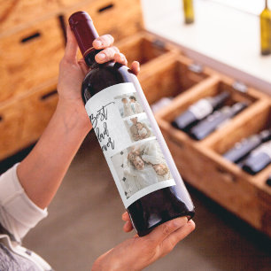 Étiquette Pour Bouteilles De Vin Beauté Collage photo Meilleur papa Jamais Cadeau