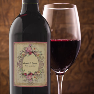Étiquette Pour Bouteilles De Vin Beautiful Vintage Victorian Frame Pink Roses  Wine